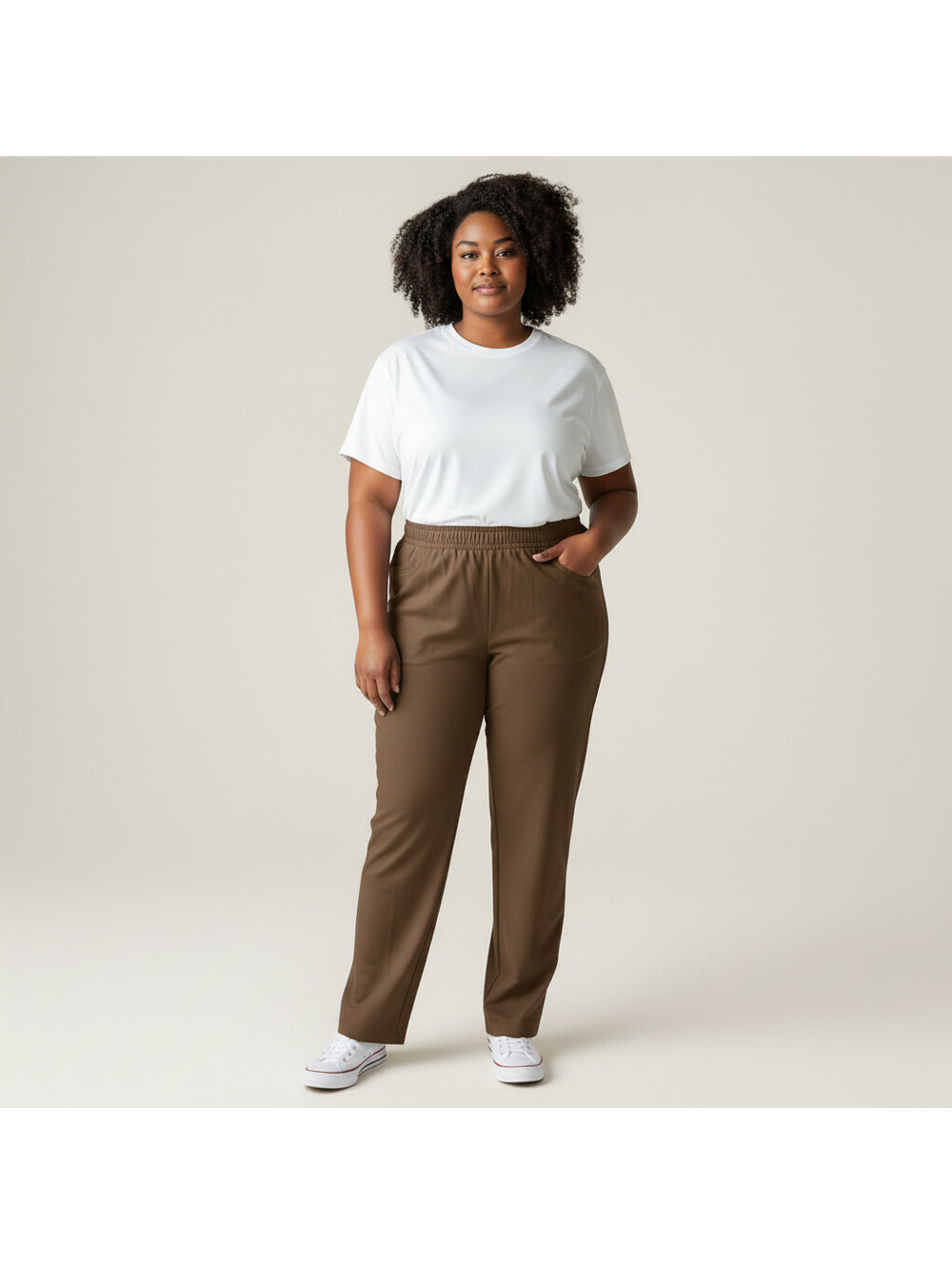 Alfred Dunner Dress Pants Women 18 Plus Brown High Rise Flat Front Straight